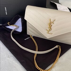 YSL authentic cross body ENVELOPE bag grain calfskin